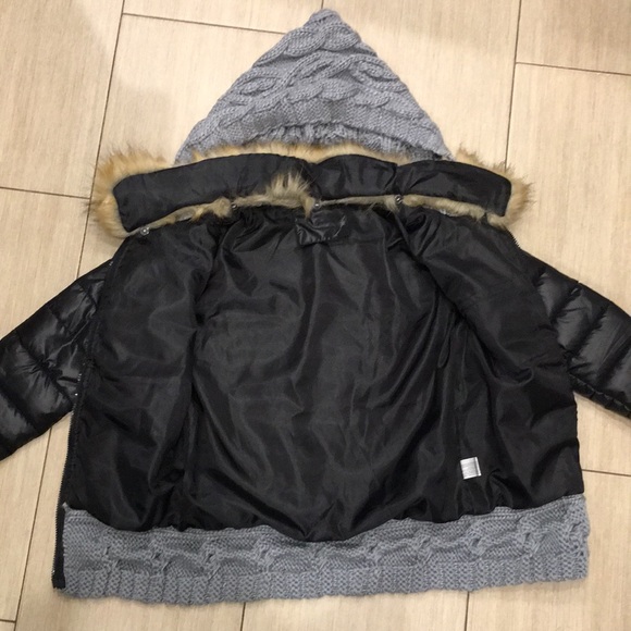 Winter puff jacket with sweater waist/hood w/fur - Picture 6 of 14